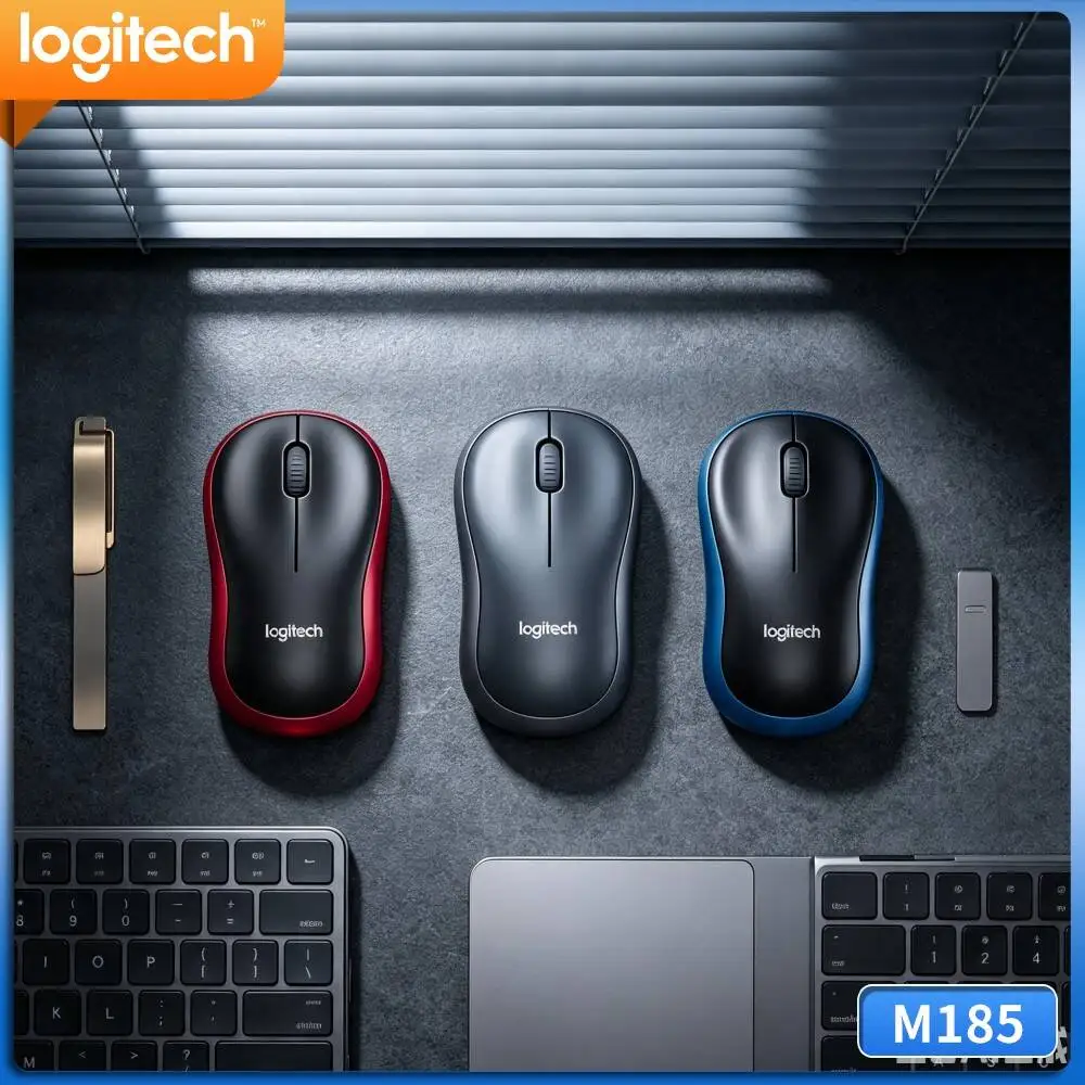 Logitech M185 Grip-Comfort Mouse 1000 DPI Optical Sensor 10m Range 12-Month Battery Auto-Sleep Energy-Saving Tool