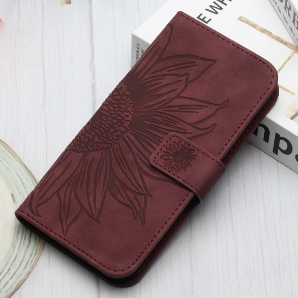 

Funda iPhon 14 Plus Wallet Flip Phone Case for iPhone 14 13 12 11 Pro Max X XS XR 6 7 8 Cases Sunflower Leather Back Cover Women