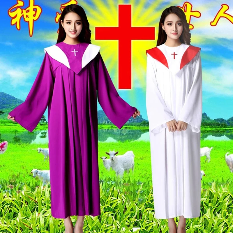 

Women Christian Church Choir Dress Jesus Class Service Wear Wedding Hymn Holy Garments Nun Costume Christian Sing Robe Cosplay