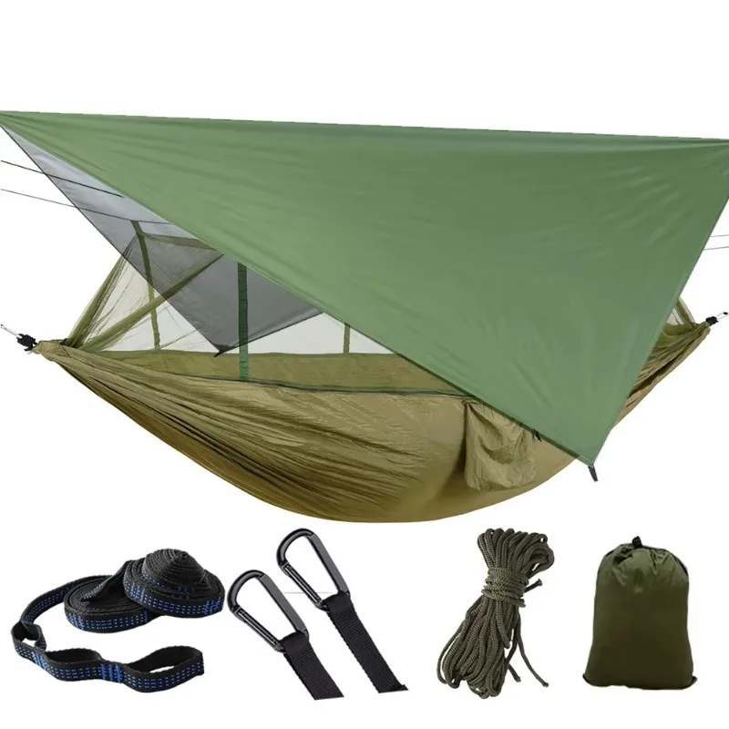 

Lightweight Portable Camping Hammock And Tent Awning Rain Fly Tarp Waterproof Mosquito Net Hammock Canopy 210T Nylon Hammocks