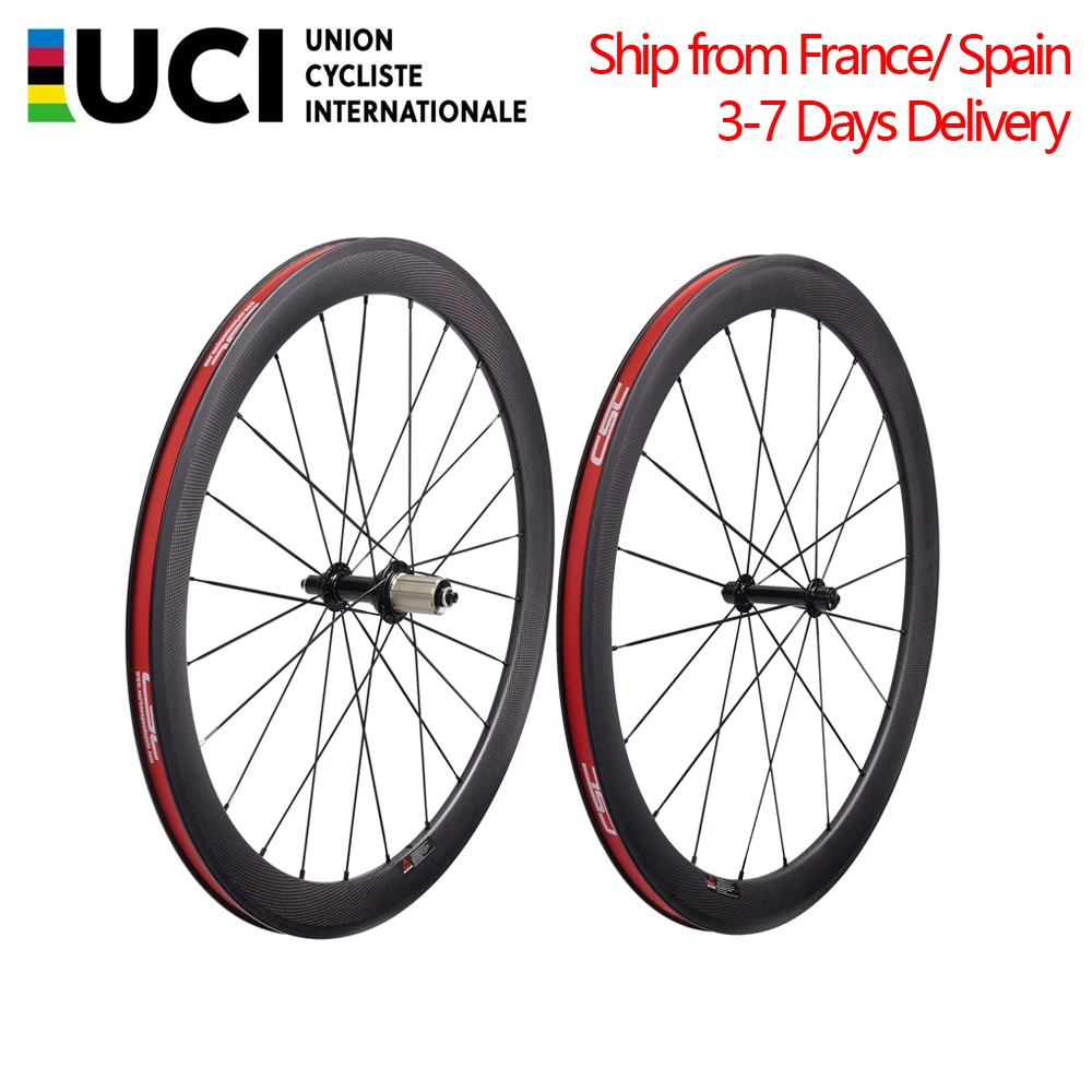 CSC EU Lagerbestand UCI Standard 38/50/60mm Innenfelge 18mm 700C Rennrad Carbon Laufräder Basalt Bremsfelge V-Bremsen Clincher Tubeless UD Matt R13 Laufradsatz