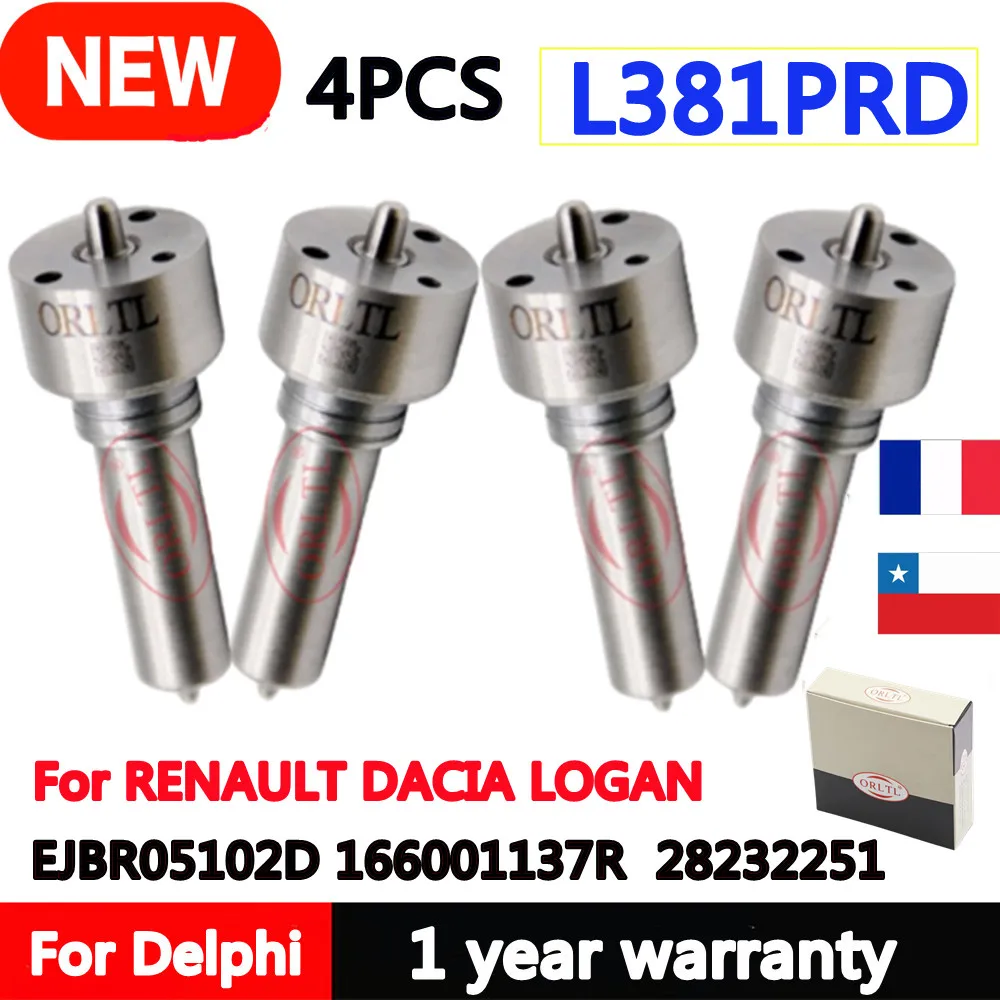 

4 шт. форсунка L381PRD L381PBD инжектор EJBR05102D 166001137 Дизельная форсунка Common Rail L381 PBD для RENAULT DACIA LOGAN 28232251