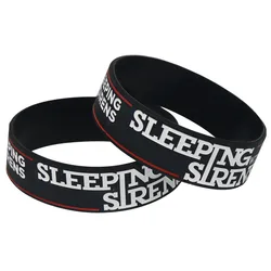 1PC SLEEPING WITH SIRENS Rock Style Band Silicone Wristbands for Music Fans Wide Black Bracelets&Bangles Jewelry Gifts SH197