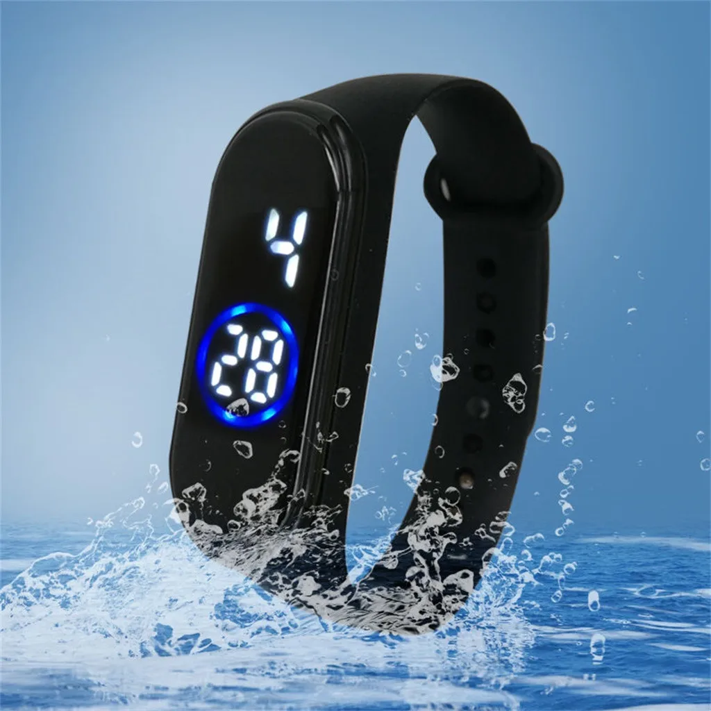 Fashion 50M Waterproof Digital LED Sports Watch Unisex Silicone Band Wrist