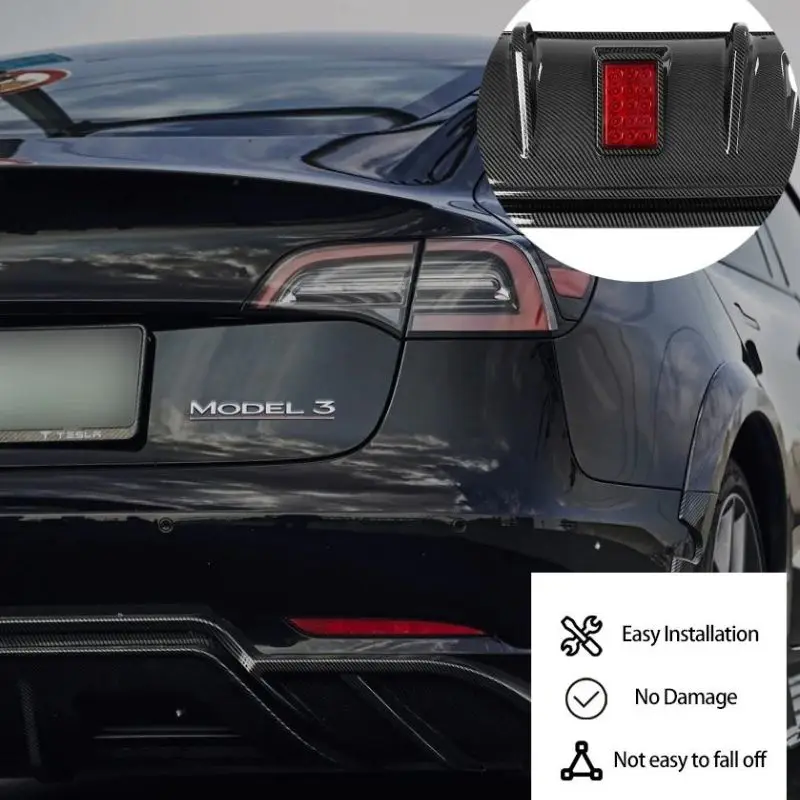 For Model 3 Turbo Rear Bumper Lip With Light Matte Black Glossy Black Carbon Fiber Pattern