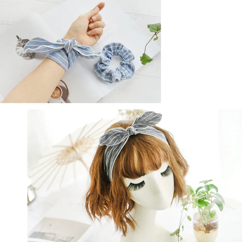

4pcs Stripe Ropes Long Ties Women'S Fashion Ponytail Holders Soft Hair Rings Stylish Scrunchies For Daily Wear Hair Styling