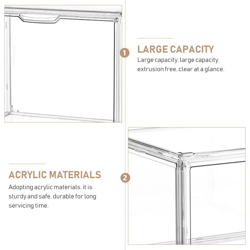 

Transparent Acrylic Book Storage Box Stackable Organizer Portable Tabletop Storage Case for Home Office Study Room