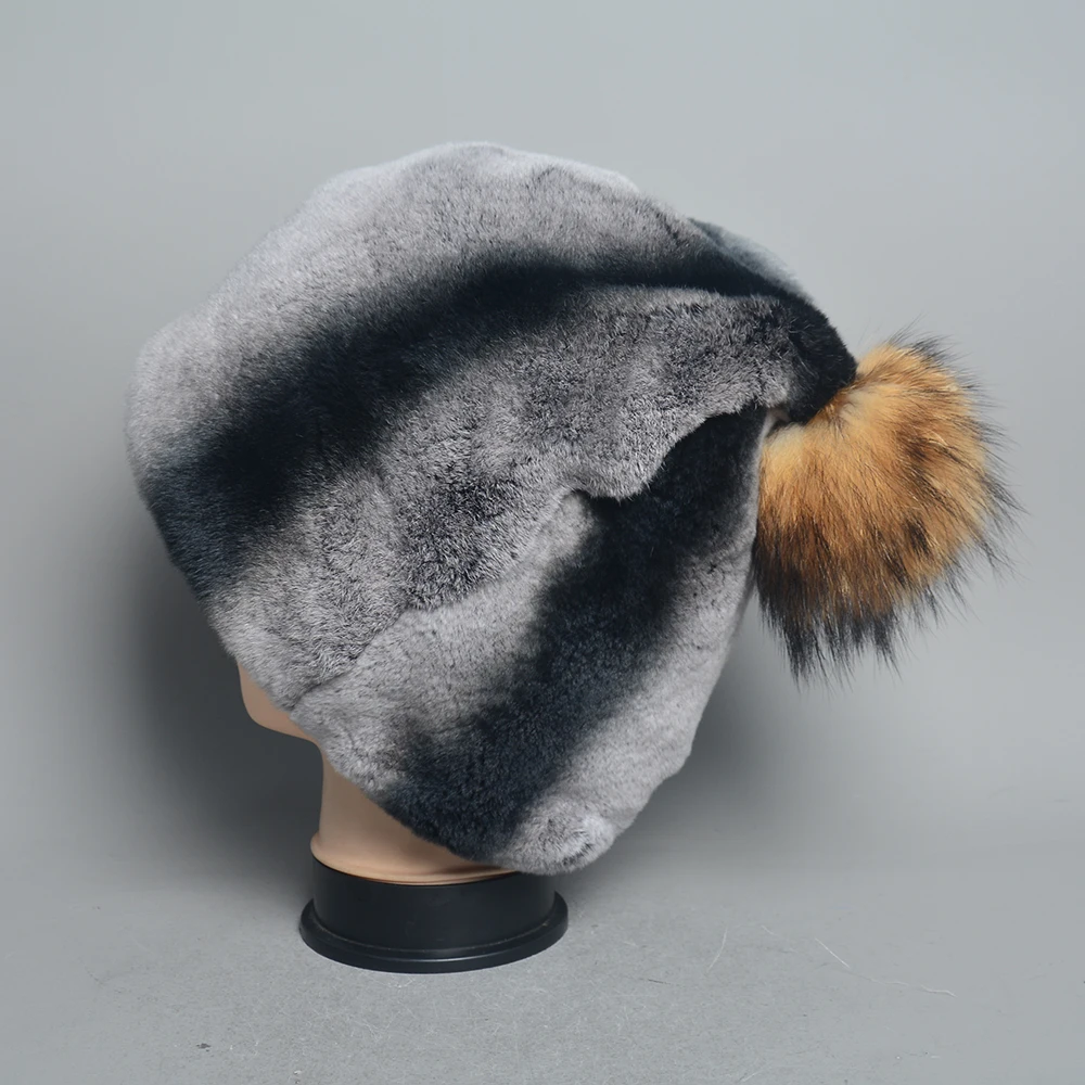 Natural Rex Rabbit Fur Christmas hat For Women Fashion Size Can Adjust Keep Warm Lady Real Fur Winter Hats