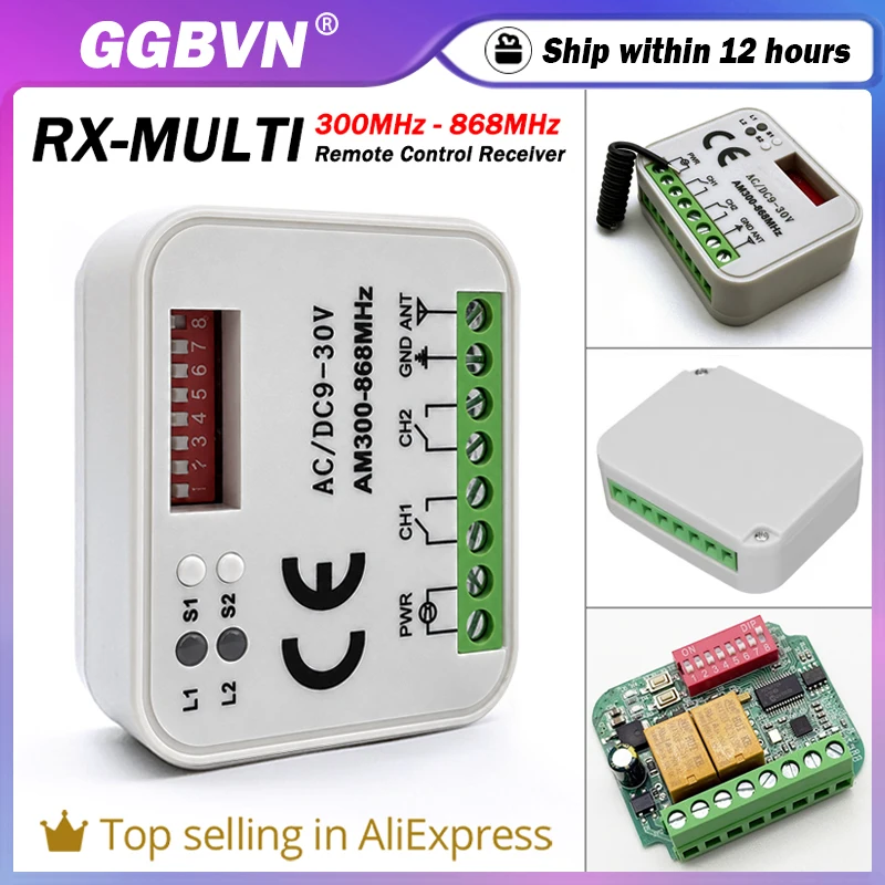 

Special Offer Universal 868mhz 433mhz Garage / Gate Remote Control Receiver RX MULTI 300 a 868 MHz 2CH AC/DC 9-30V Relay Module
