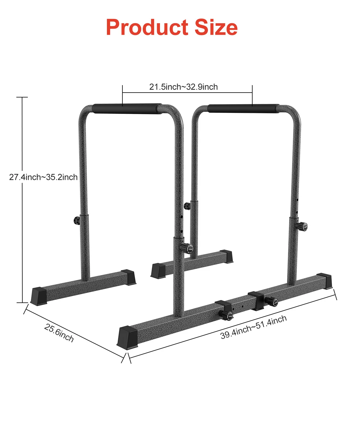 Adjustable Gym Horizontal Indoor Fitness Equipment Adjustable High Parallettes, Calisthenics, Dip Bar Gymnastics bar