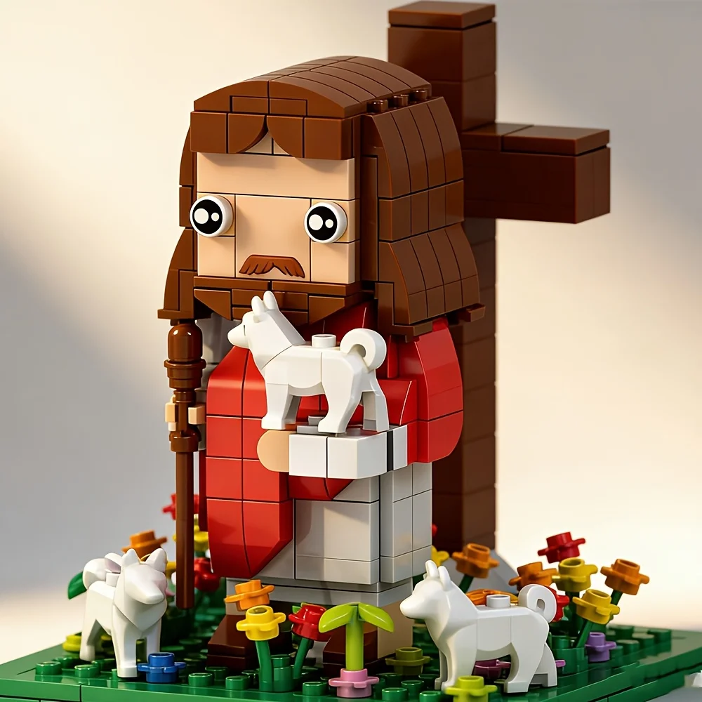 Image of Jesus-Bausteine-Set Der Hirte-Gott Bibelgeschichte Jesus-Figuren Modellspielzeug Ostern, Weihnachtsgeschenke