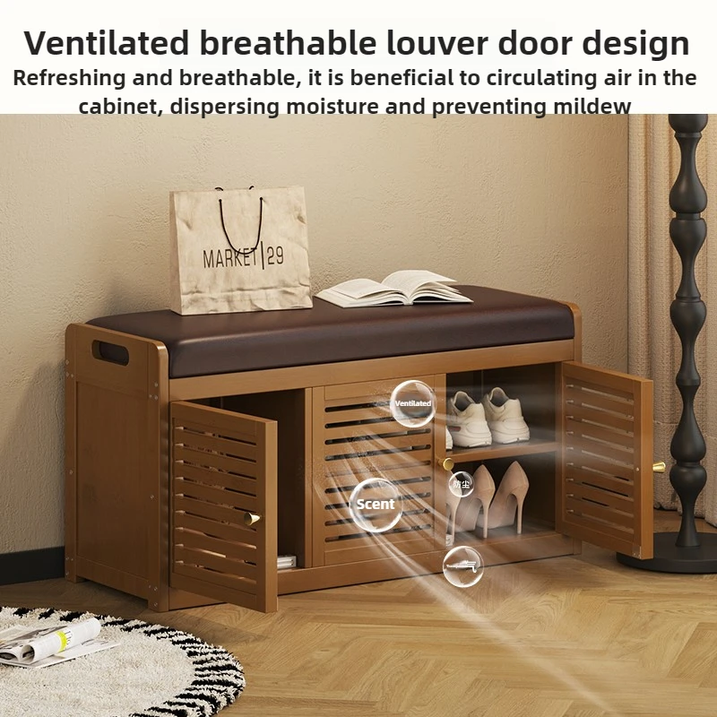 Luxury Entryway Shoe Bench with Storage Slim Wall Mounted Shoe Rack & Seat Modern Shoe Cabinet