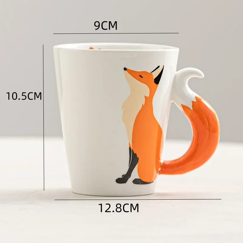 360ML 3D Fox Ceramic Cups Cartoon Animal Pattern Coffee Mugs Afternoon Tea Anti-scalding Milk Mug Home Office Kid Gifts Cup view 5