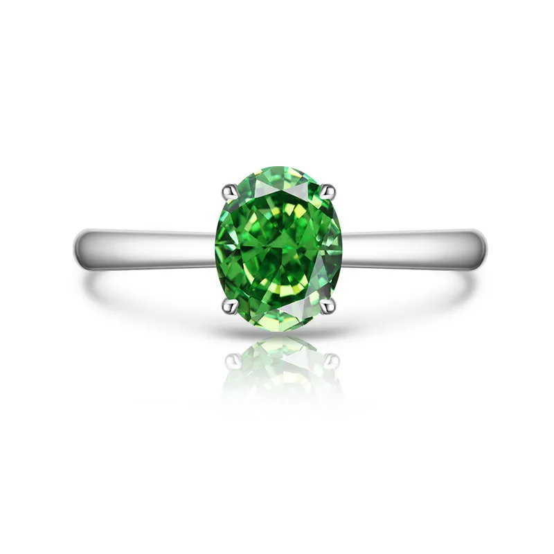 925 Sterling Silber Funkelnder Eisblumenschliff 6 * 8 mm Taubenei Zirkon Ring Damenmode Einfacher klassischer Ehering – Detail 13