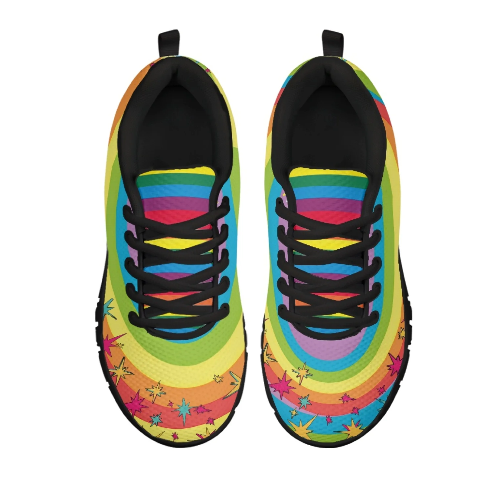 Coloranimal Rainbow Starburst Women Comfortable Shoes for Teachers Standing All Day Non Slip Sport Shoes for Travel