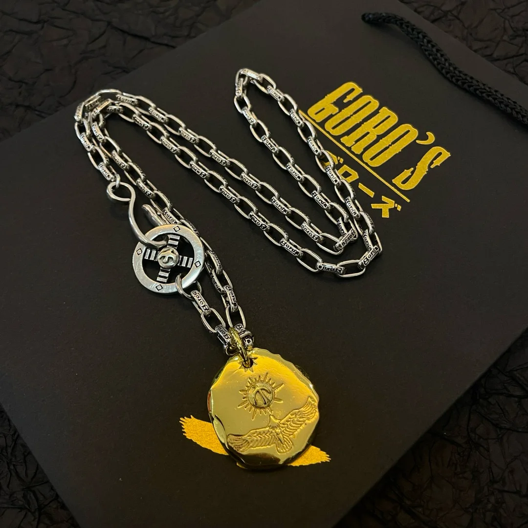 

Japan Tide Takahashi Goros Vintage Gold Cake Eagle Pendant Classic Letter Necklace Fashion Hip-Hop Punk Couple Versatile
