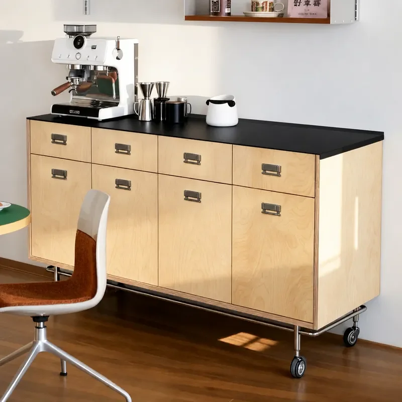 Bar, dining side cabinet, integrated island cabinet, separate partition, stainless steel ocean plate, cooking table, mobile
