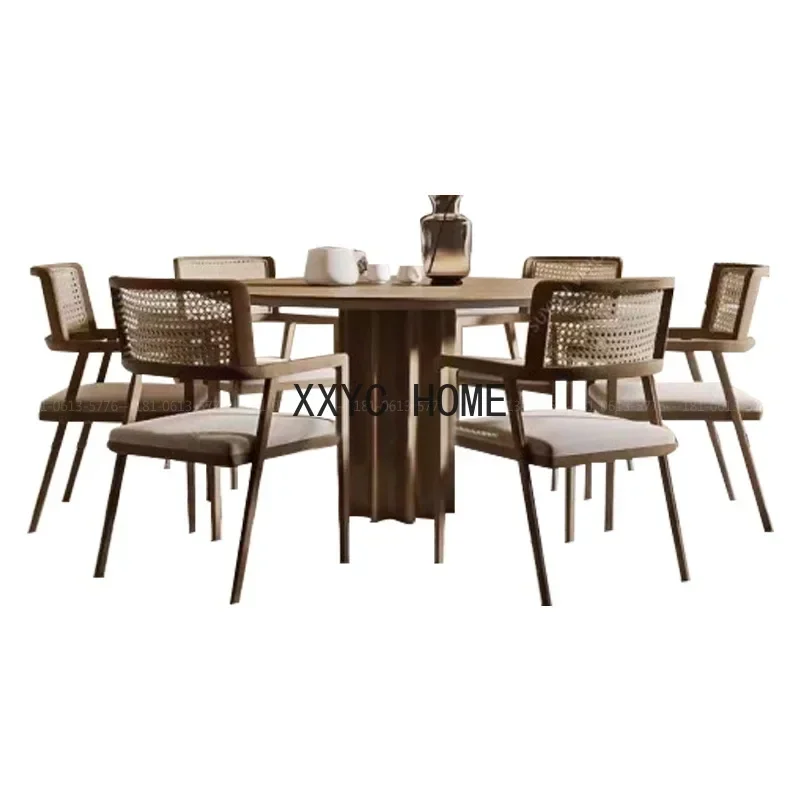 Wabi Sabi wind log dining table and chairs round table