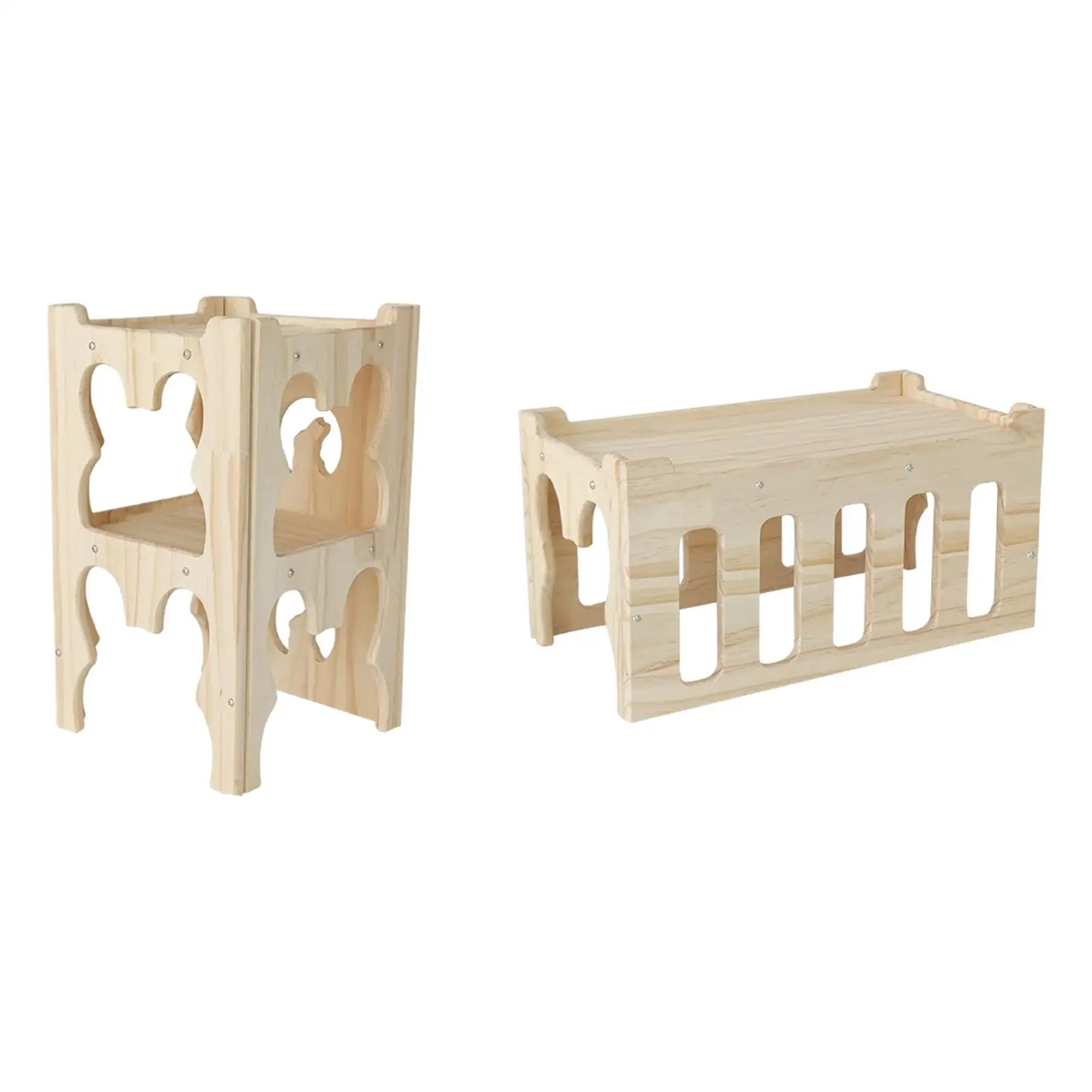 Wooden Rabbit Hideout Small Animal Cage Accessories Detachable Pet Bed Cabin for