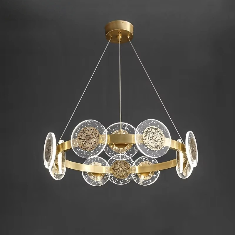 

Modern Led Round Chandeliers Lighting Creative Design Hanglamp For Living Room Loft Villa Hall Luxury Golden Brass Light Fixture