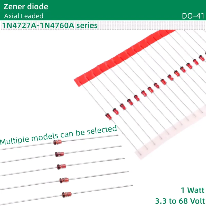 50pcs/lot 1W Zener Diodes DO-41 15V 16V 18V 20V 22V 24V 27V 30V 33V 36V 39V 43V 47V 51V 56V 62V 68V 1N4744A~1N4760A