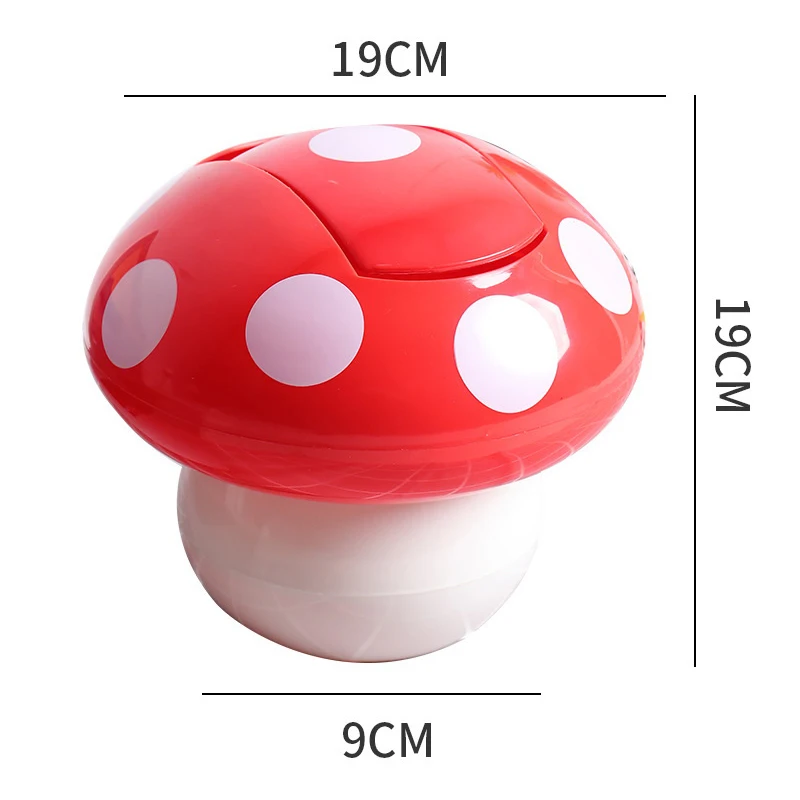 Red Mushroom Table Desk Binwastebaske Cute Garbage Can Waste Bin With Lid Detachable Collect Rubbish Mini Household Accessories