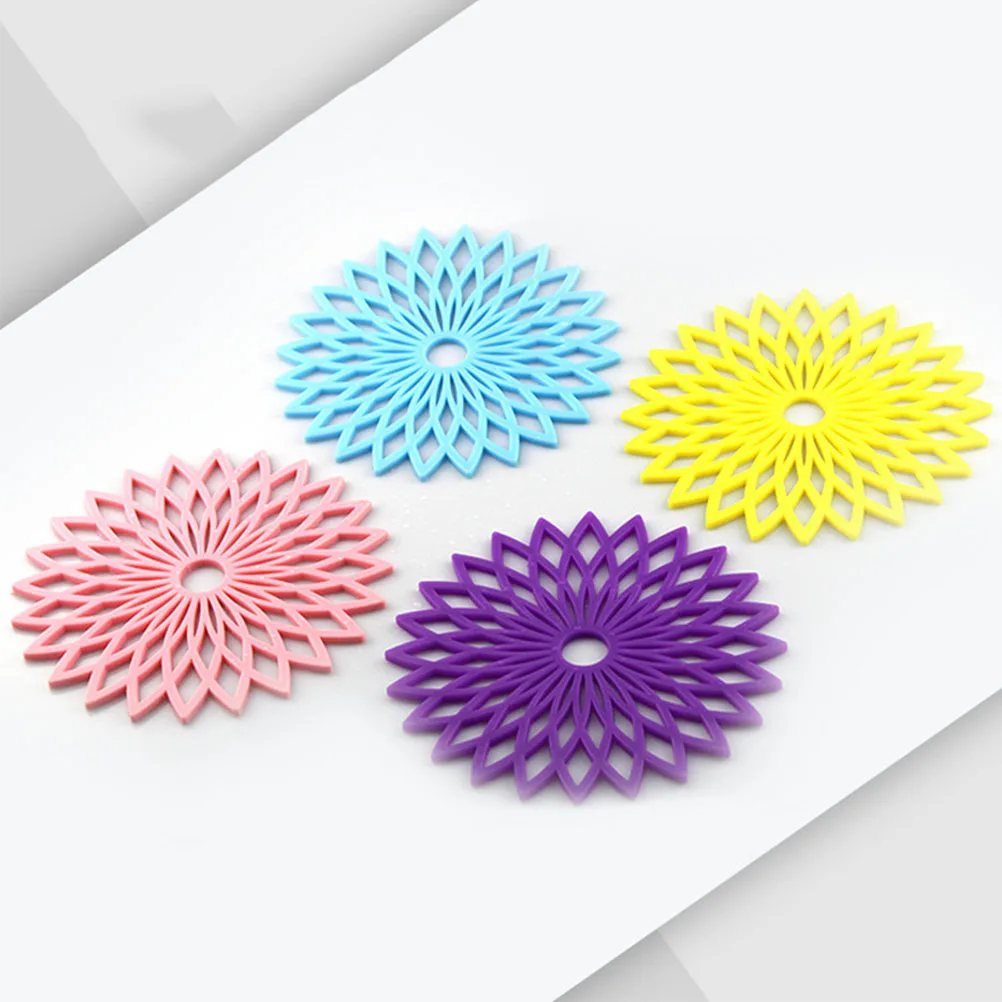 

1 pc Round Silicone Mat Coaster Stylish Flower Kitchen Dining Home Daily Practical Premium Silicone Insulation Mat Great