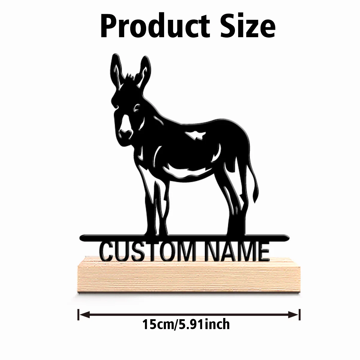 1pc New Design Personalized Custom Donkey Metal Statues Nature-Inspired Wooden Base Decor for Office Living Room Zen Calm Spaces