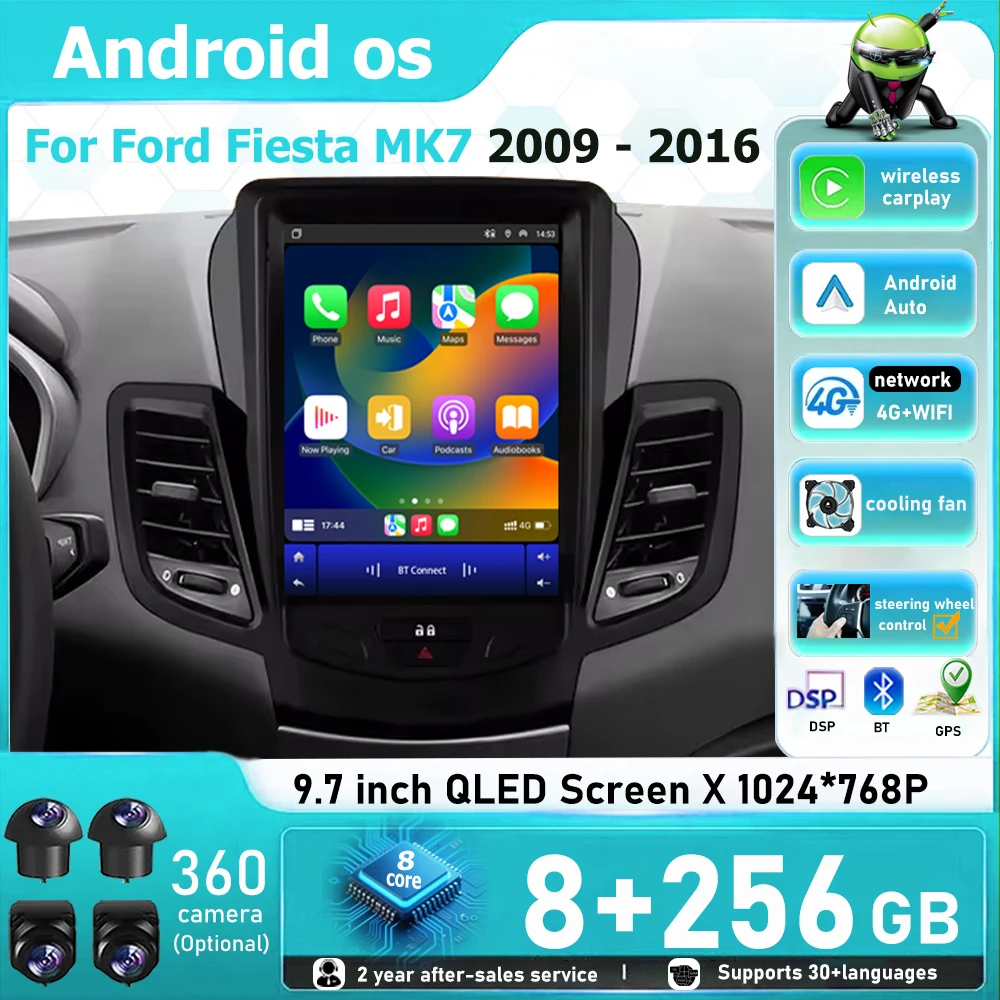 9.7 Inch For Ford Fiesta MK7 2009 - 2016 Android 16 Auto Car Radio Multimedia Video Player GPS Navigation Stereo Carplay 4G WIFI