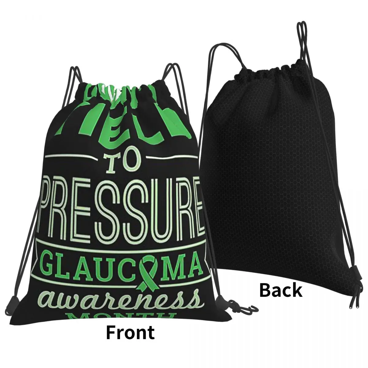 Don't Yield To Pressure Glaucoma Awareness Backpacks Portable Drawstring Bundle Pocket Shoes Bag Book Bags For Travel Students