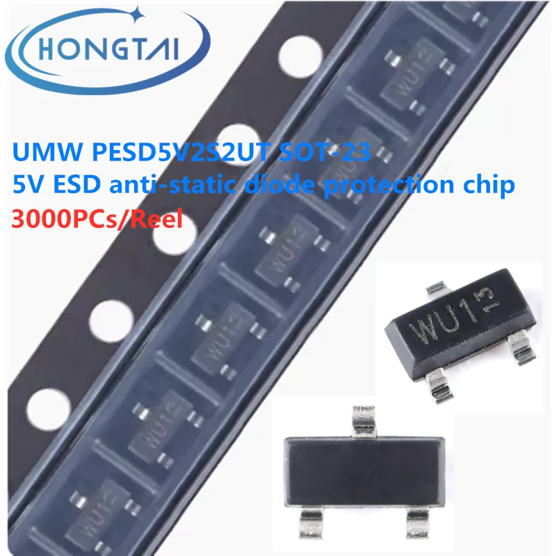 

3000PCs/Reel Free Shipping UMW PESD5V2S2UT SOT-23 5V ESD anti-static diode protection chip Original New