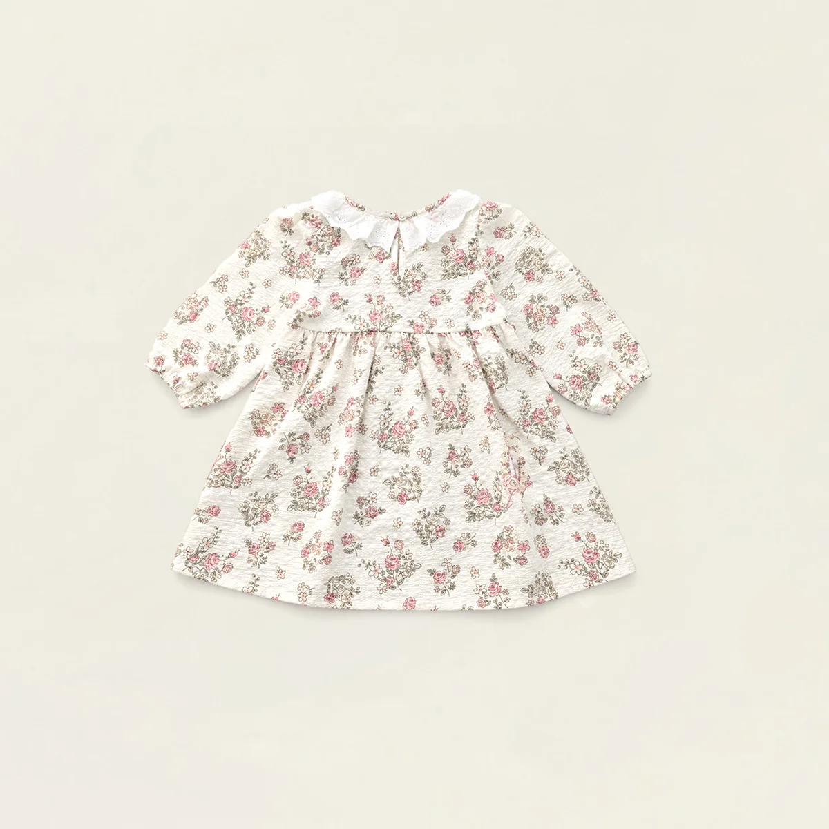 Dress Korean Style Girls French Lace Black Fungus Edge Retro Floral Long Sleeved Princess Dress Simple Daily Routine