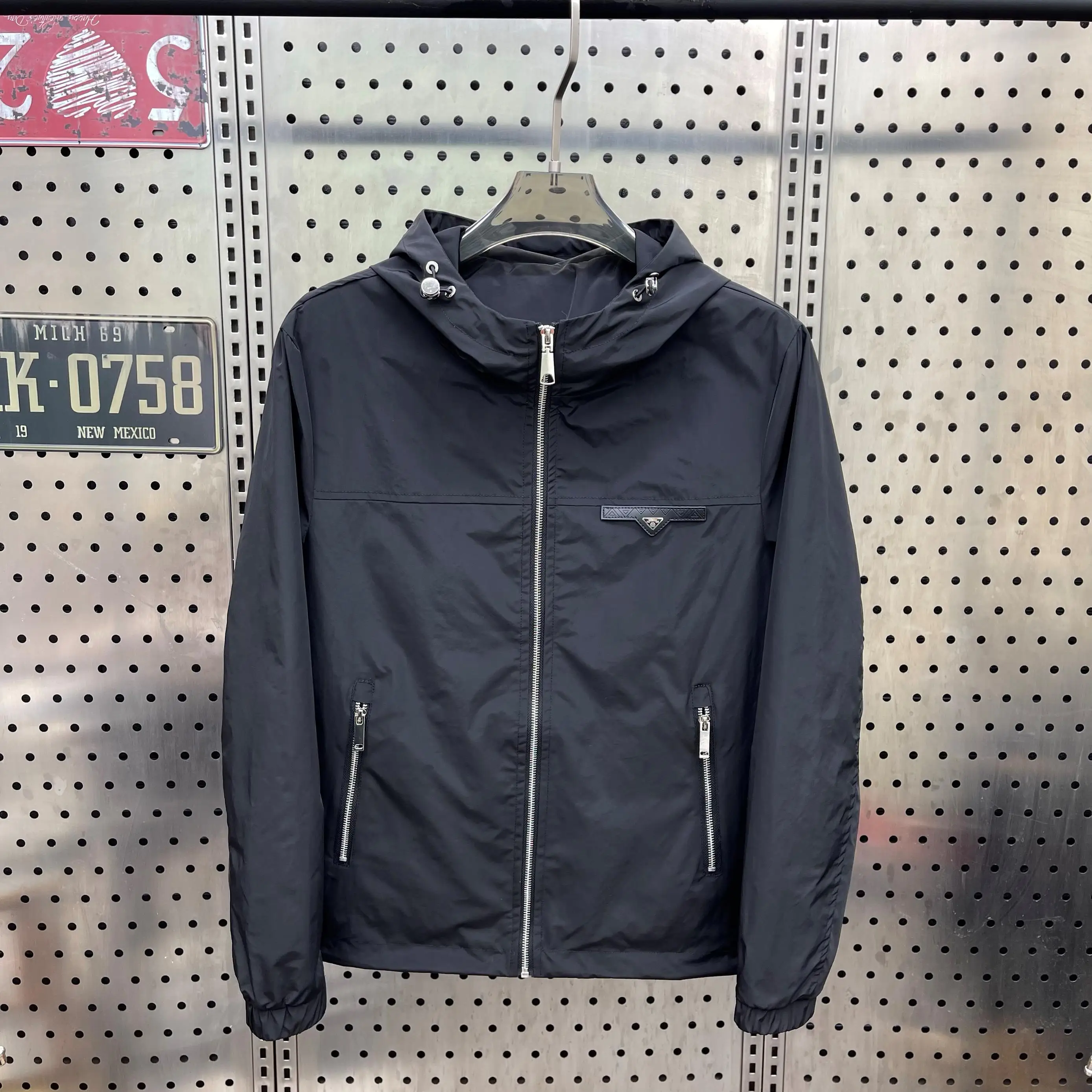 

American Sle Men's Hooded Jaet Spring Autumn New Busin Simple Pure Color Versatile Outerwear Faion Urban Long Sve...