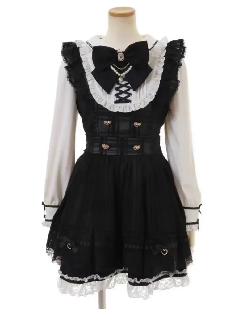 

Japanese Mine Series Mass- Produced Slim-fitting Long-sleeve Liz Dress Spring Summer New Sweet Cute Girl Doll Collar Bow Dresses