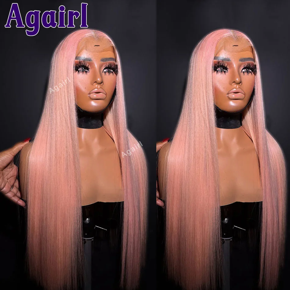 

613 Colored Pink Straight 200 Density PrePlucked 13X6 13X4 Lace Frontal Wigs Human Hair Brazilian Remy Hair Wig for Women 30Inch