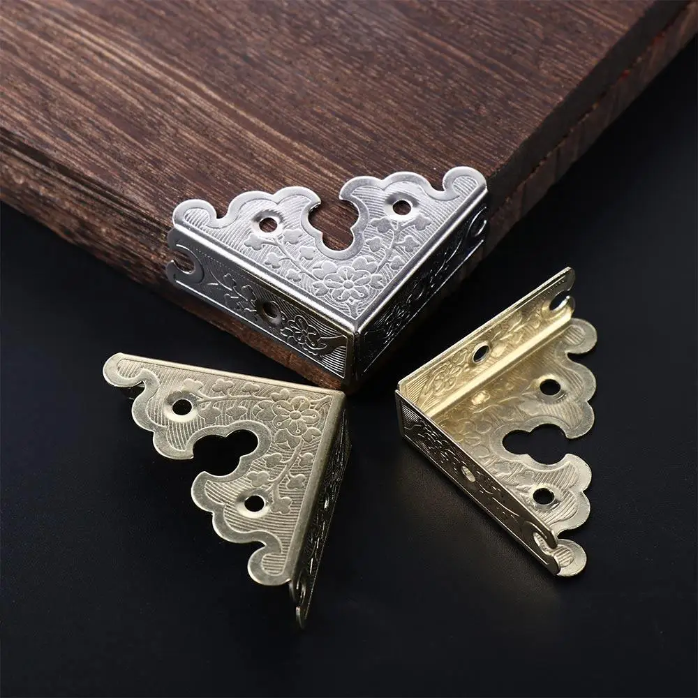 4Pcs with Nails Jewelry Box Edge Cover Corner Guard Decorative Protectors Corner Brackets Furniture Hardware Corner  Protectors