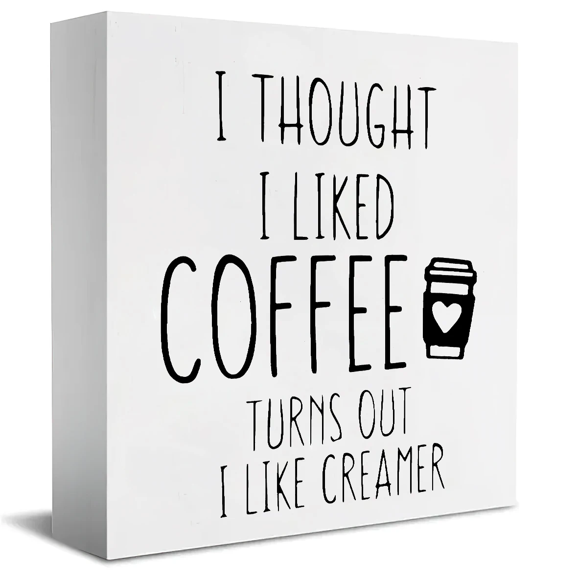 لافتة خشبية مضحكة "أنا أحب القهوة، ولكن أنا أحب كريمر" - مثالية لديكور المنزل والمطبخ، وإكسسوارات بار القهوة