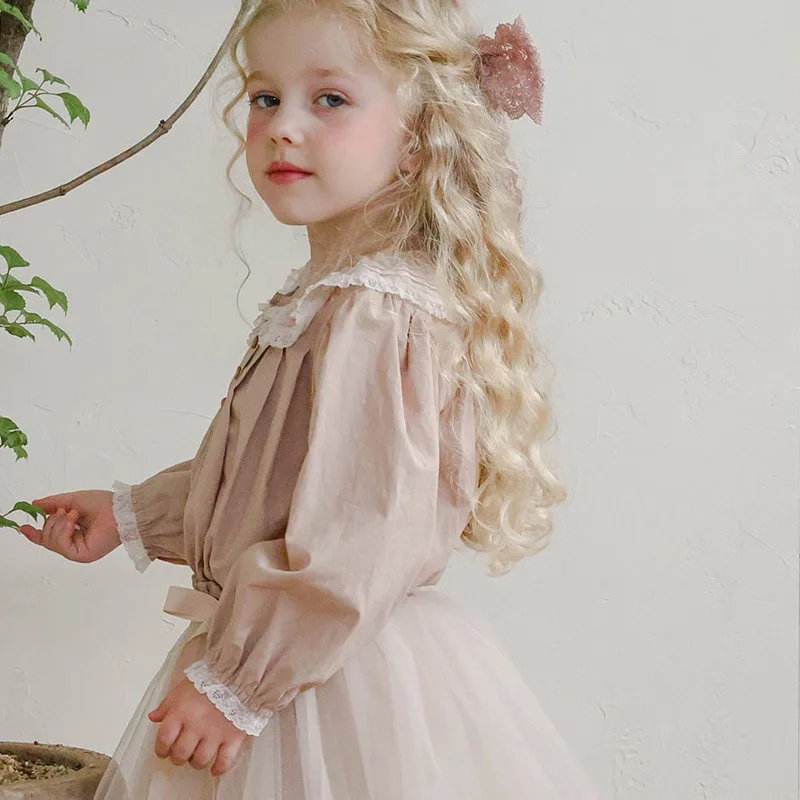 2025Autumn New Strawberry Shan Korean Style Children's Girl Fashionable Lace Doll Collar Long Sleeve Shirt