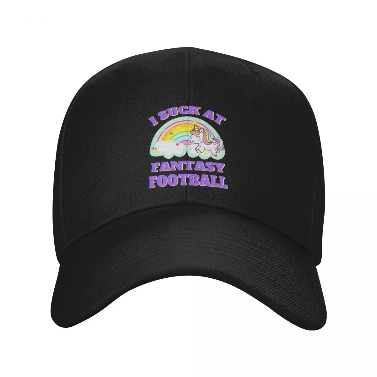 I Suck At Fantasy Football Unicorn Rainbow Loser Punishment Baseball Cap Hat Beach Beach Anime New In Hat Baseball Men Women's