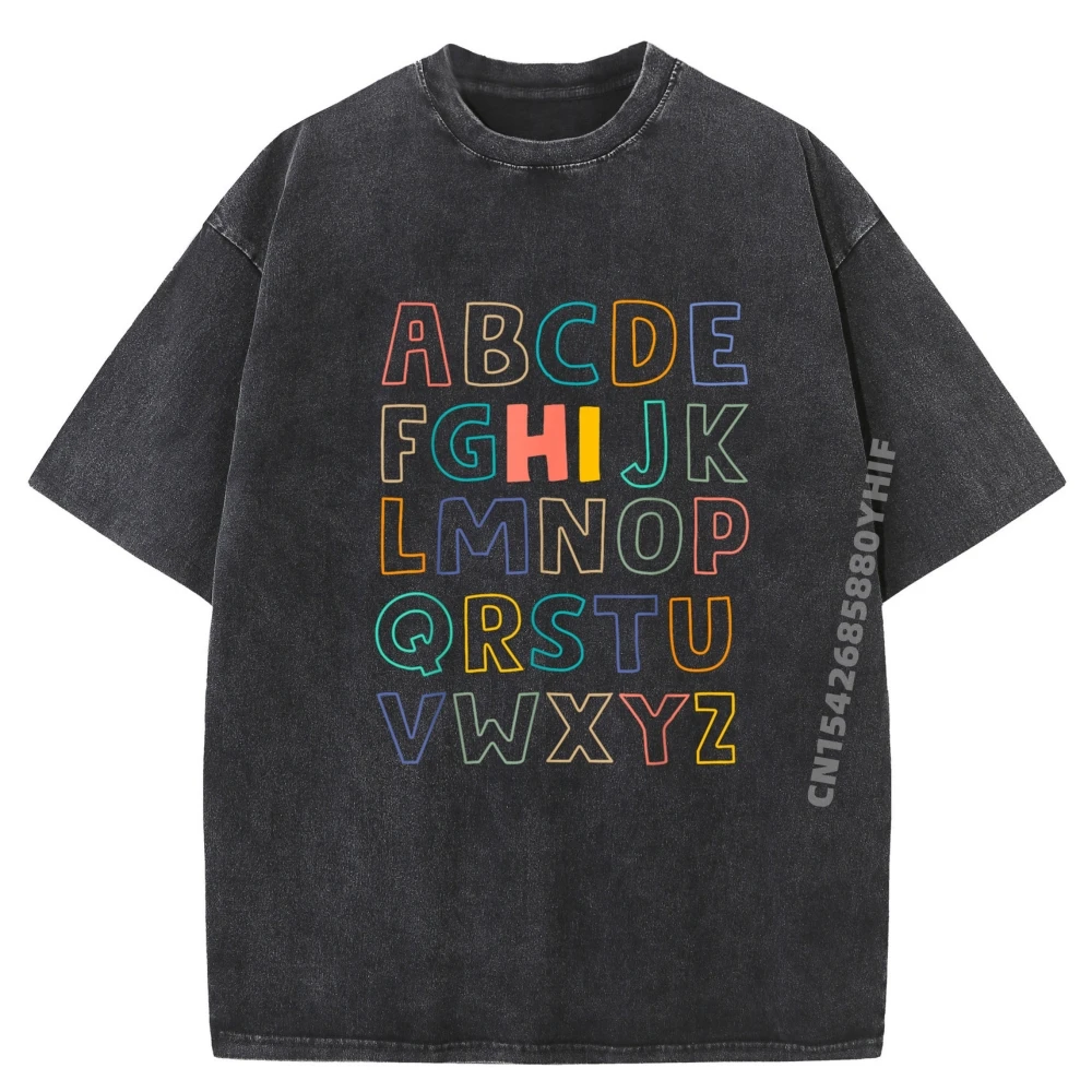 

Funny Pre K Kindergarten Hi Alphabet Back To School Teachers Cream T Shirt Luxury Designer Oversized Washed T Shirt