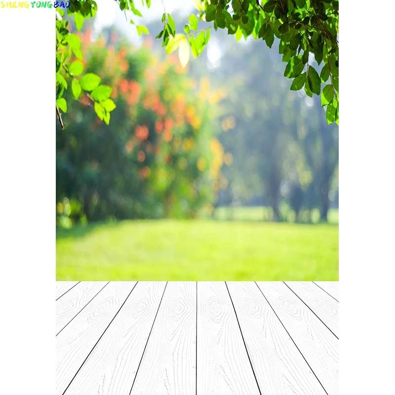 Vinyl Custom Spring Forest Wooden Floor Photography Backgrounds Sky Sea Natural Scenery Photo Backdrops Studio 210309TFX-05