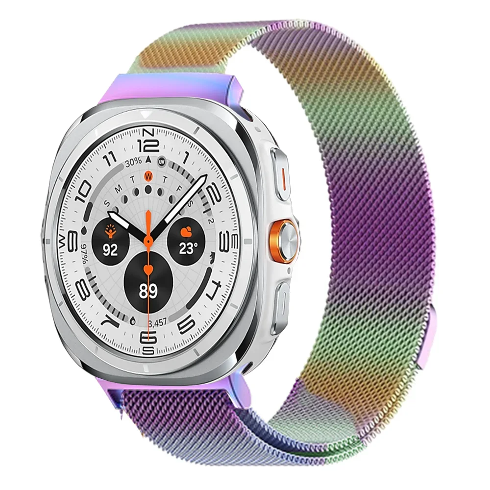 삼성 갤럭시 워치용 갭 없는 스테인리스 스틸 스트랩, 울트라 47mm 마그네틱 스포츠 메탈 스트랩, 갤럭시 워치 7 울트라 팔찌