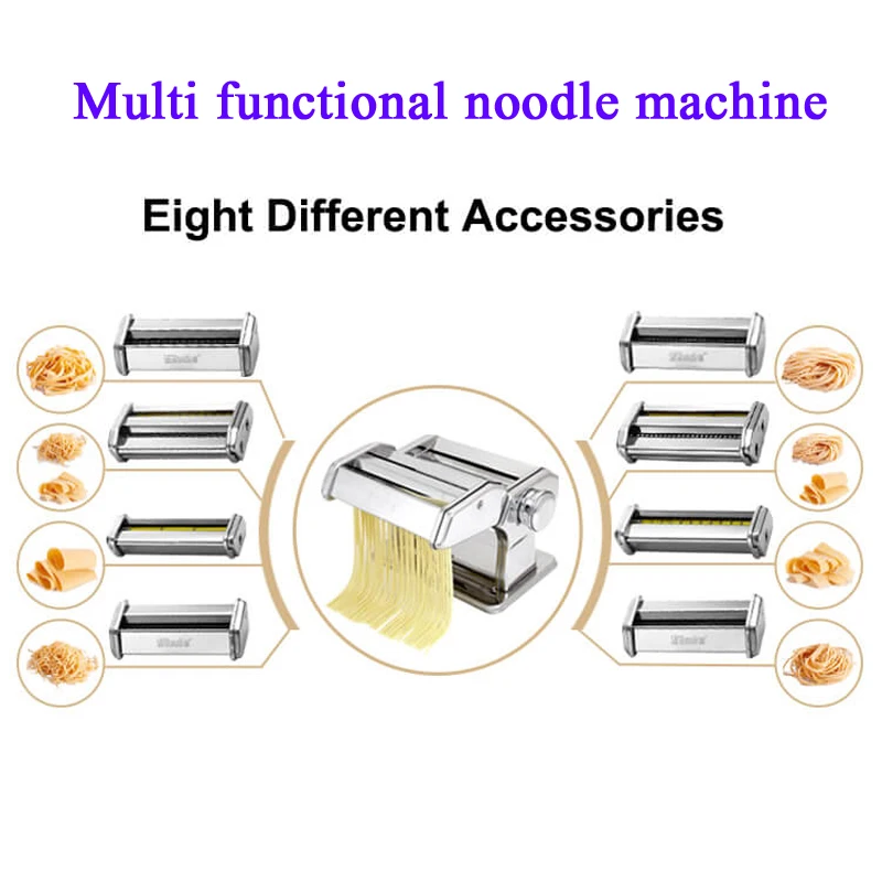 Stainless Steel Manual Cutting Adjustable Thickness Dough Fresh Noodle Pasta Maker Machine Kitchen Tools