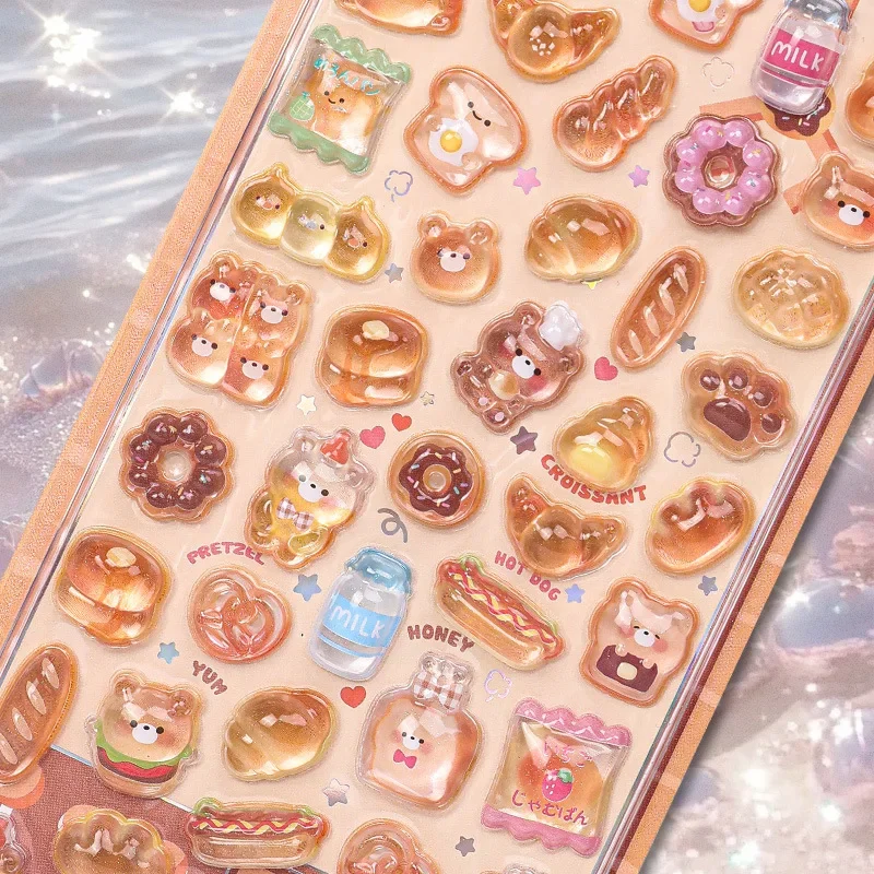 

1Pc Kawaii Glitter Cartoon 3D Relief Resin Crystal Sticker Cute Kids Phone Case Mirror DIY Patch Deco Aesthetic Toy Nail Sticker