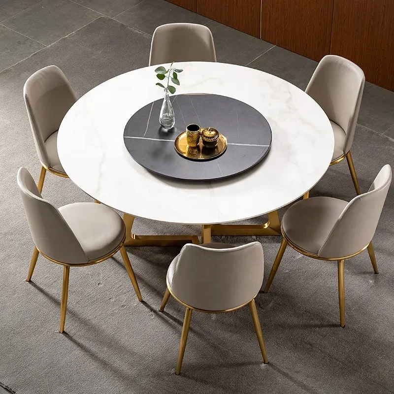 z Nordic Minimalist Wohnzimmer Schwarz Luxus Runder Schiefertisch Sinterstein mit Esszimmermöbeln