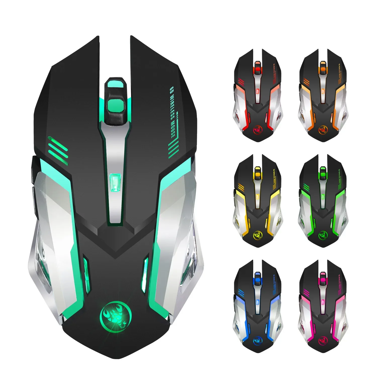 

YP M10 Wireless Gaming Mouse 2400dpi Rechargeable 7 color Backlight Breathing Comfort Gamer Mice for Computer Desktop Laptop