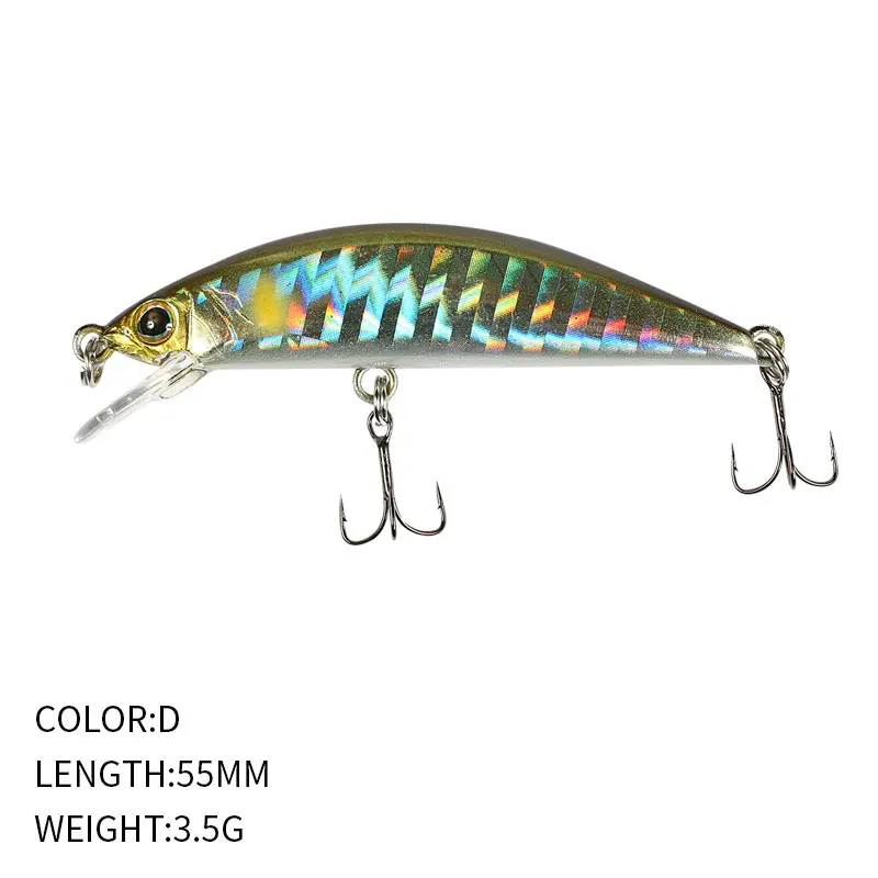 EASYFISH 1 PCS 3D Fish Eye Submersible Minnow Bass Croaker 55mm/3.5g Freshwater Creek Mini Road Runner High Quality Hand Painted