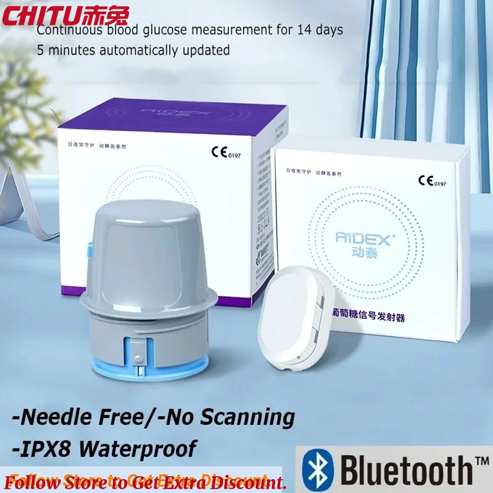 Aidex Sensor Transmitter CGMS No Finger Blood Sugar test continuous glucose sensor Diabetes Multilingual APP as Freestyle Libre