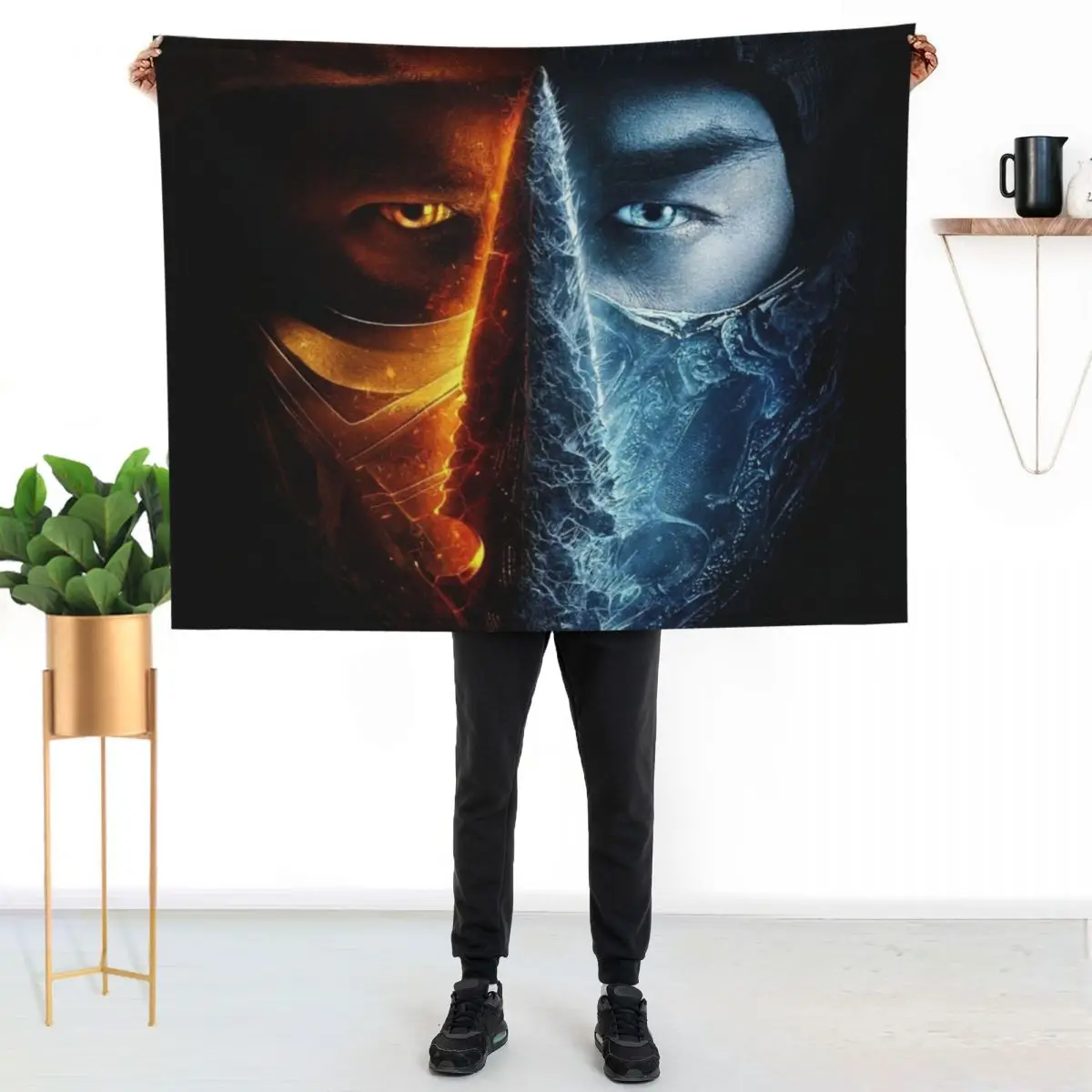 Mortal Kombat Look Throw Blanket warm winter christmas gifts Flannel Fabric blankets ands decorative Soft Plaid Blankets