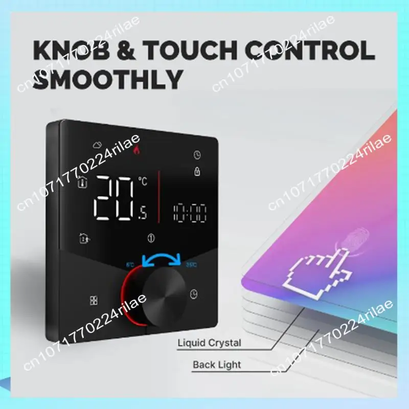 A17Z Wifi Smart Heating Knob Thermostat LCD Display Touch Screen Temperature Controller ( Water Gas Boiler White) Easy Install